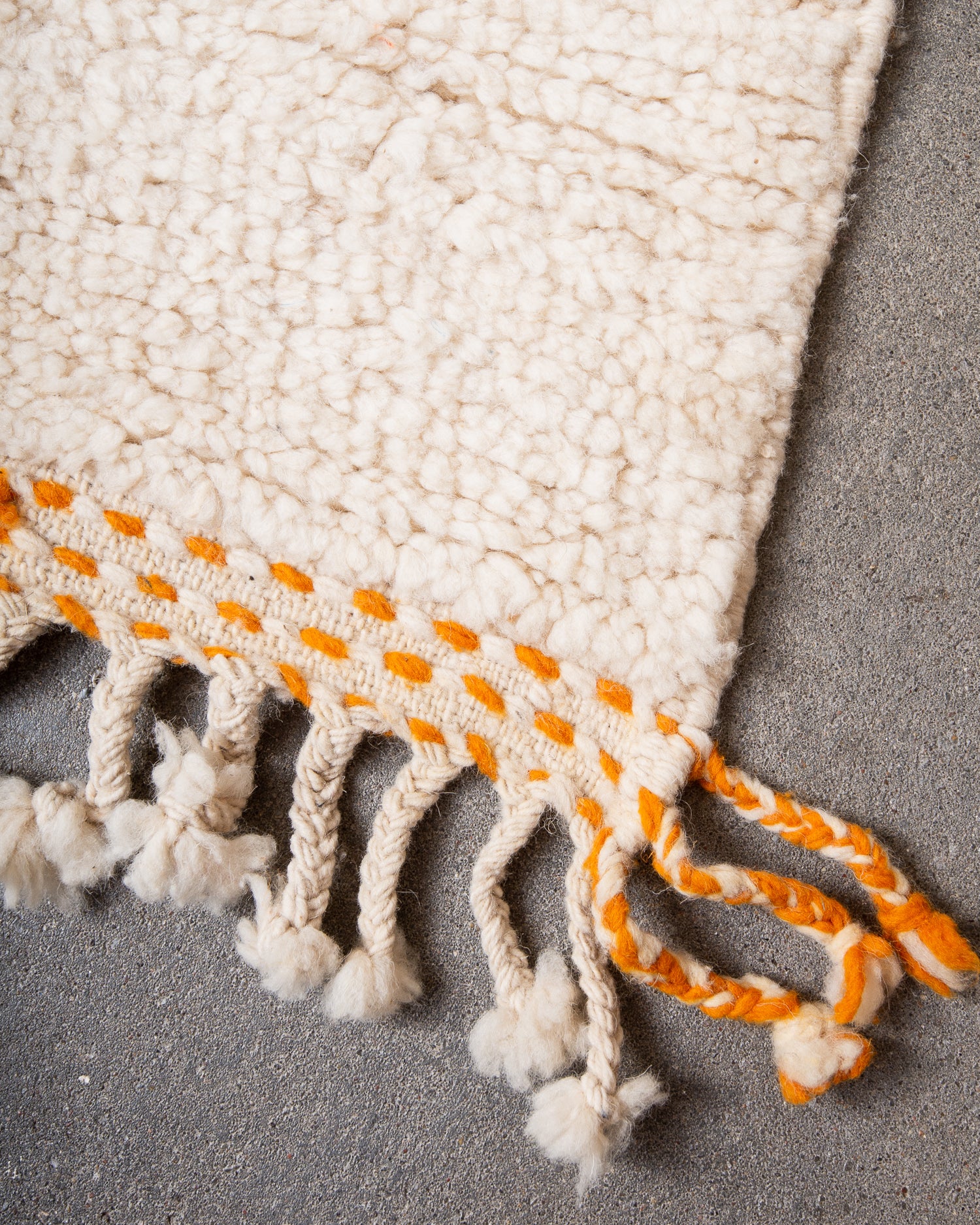 Modern, designer, handcrafted Berber rug from Morocco. Beniourain carpet with beautiful colours and patterns and fluffy wool texture.